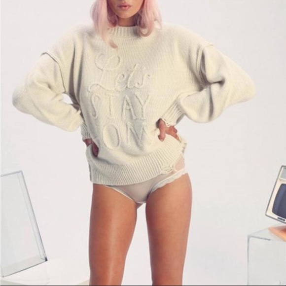 Wildfox Let's Stay Home Ivory Sweater - Picture 1 of 10